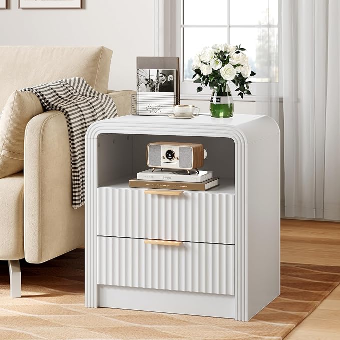 Decofy Fluted 2-Drawer Nightstand by Decofy