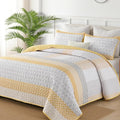 WONGS BEDDING Boho Stripe Full Size Quilt Bedding Set, Soft Microfiber by WONGSBEDDING