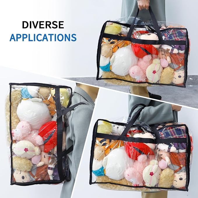 Blanket Storage Bags Extra Large 60L 4 Pack Clothes Organizer | Clear Plastic - Image 5