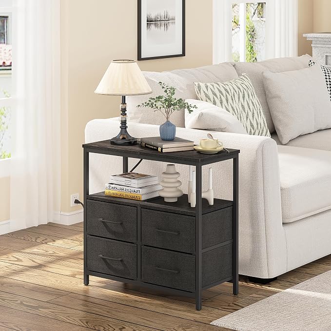 TUTOTAK Large Night Stand with Charging Station | Bedside Table with USB and - Image 5