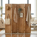 4 Panel Pegboard Room Divider, Folding Privacy Screen, Natural | 5.6 Ft Tall by Leesinwing