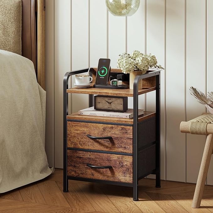 Huuger Nightstands Set of 2, Night Stand, Charging Station, USB-C Ports | 2 - Image 7