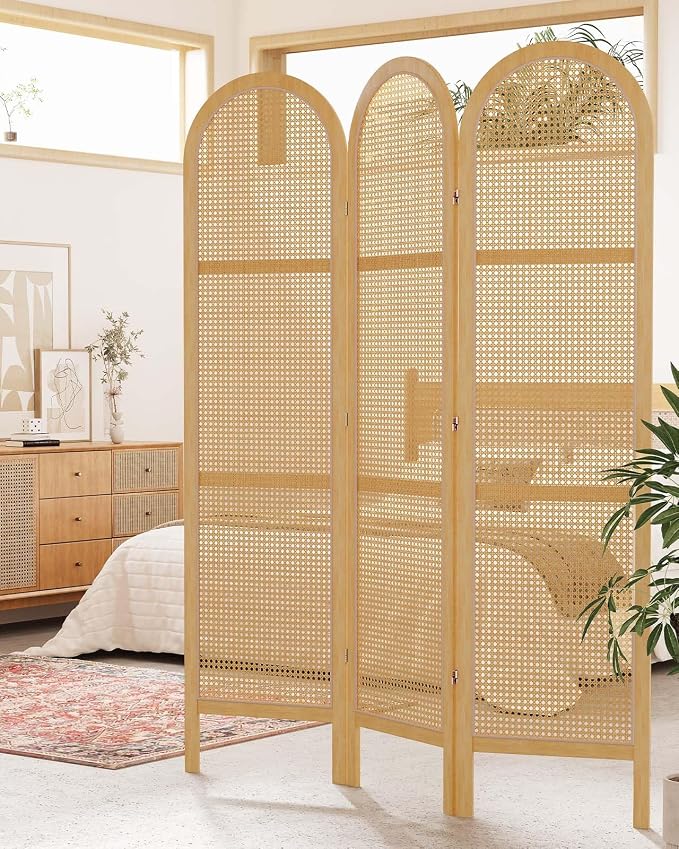 Svimi Room Dividers and Folding Privacy Screens, Pine Wood 5.6 Ft Double Hinged - Image 6