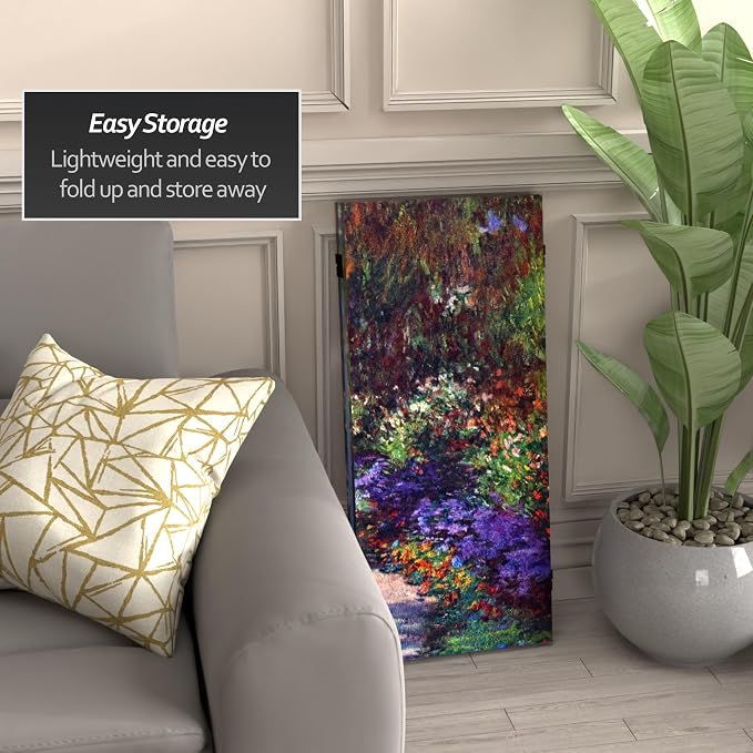 Red Lantern Double Sided Works of Monet Canvas Folding Screen - Image 3