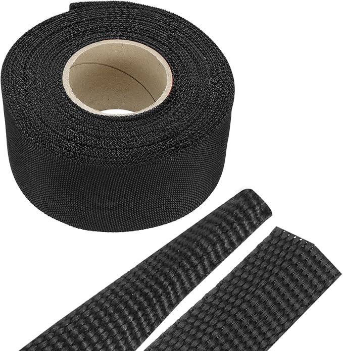 MECCANIXITY Braided Cable Sleeves Heat Shrinkable Fabric Sleeving, 1 9/16" 33ft Black 2:1 Ratio Heat Shrinkable Cord Protector for Harness Cable, Network Cable Protection, Cable Management