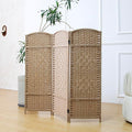 3 Panel Rattan Divider Short Room Partition Screen, Double Sided Folding Divider by Furnnylane