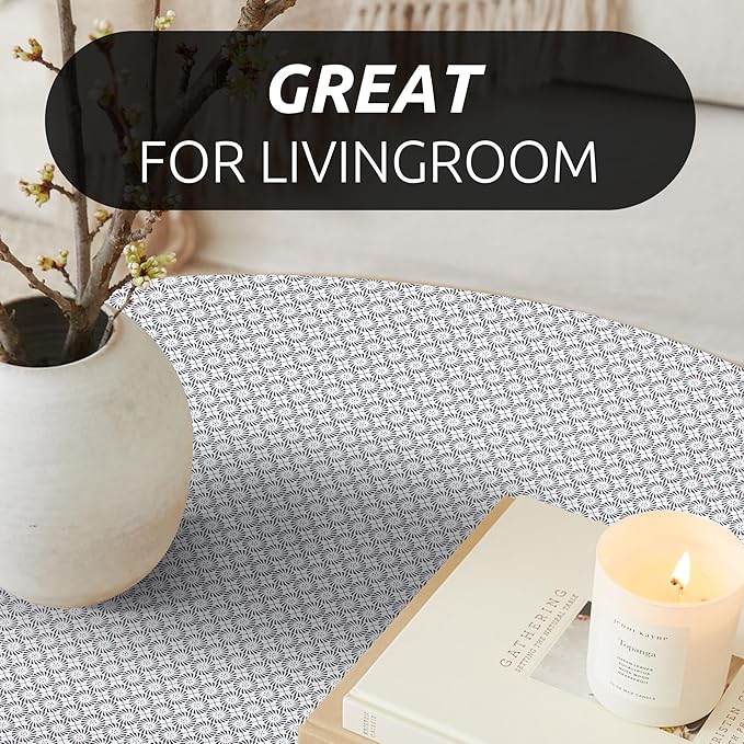 RAY STAR 12X120 Inch Shelf Liner for Kitchen Cabinets, Non-Adhesive Cabinet Liner Washable, PVC Drawer Liner for Dresser Non-Slip Bathroom (Black Circle)(3 Roll)