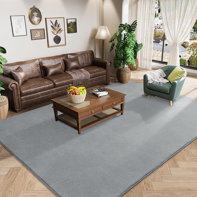 Large Modern Area Rugs for Bedroom Living Room, 6x9 Feet Grey Thickened Memory by AmeareaDirect