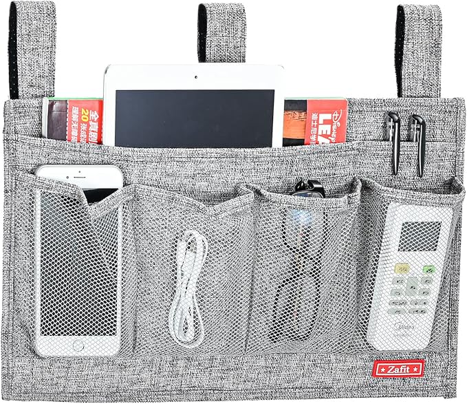 Zafit Linen Bedside Caddy, Bedside Storage Organizer - Image 2