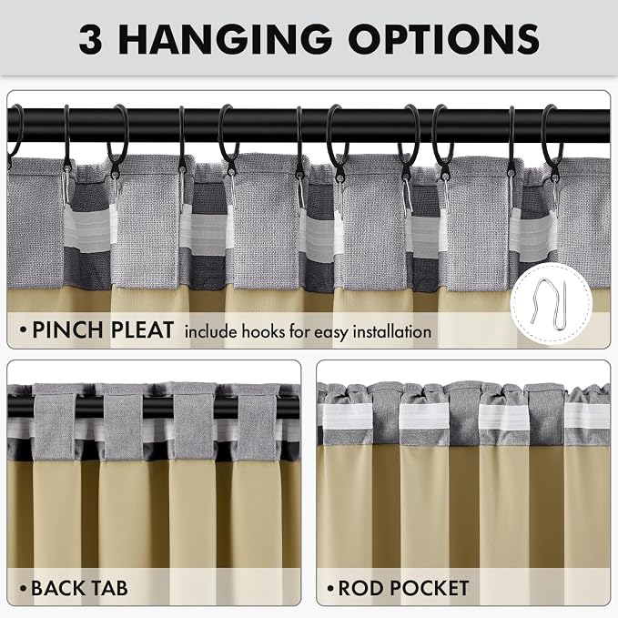 MIULEE 100% Blackout Linen Curtains 42 x 84 Inch Glacier Gray 2 Panels | - Image 5