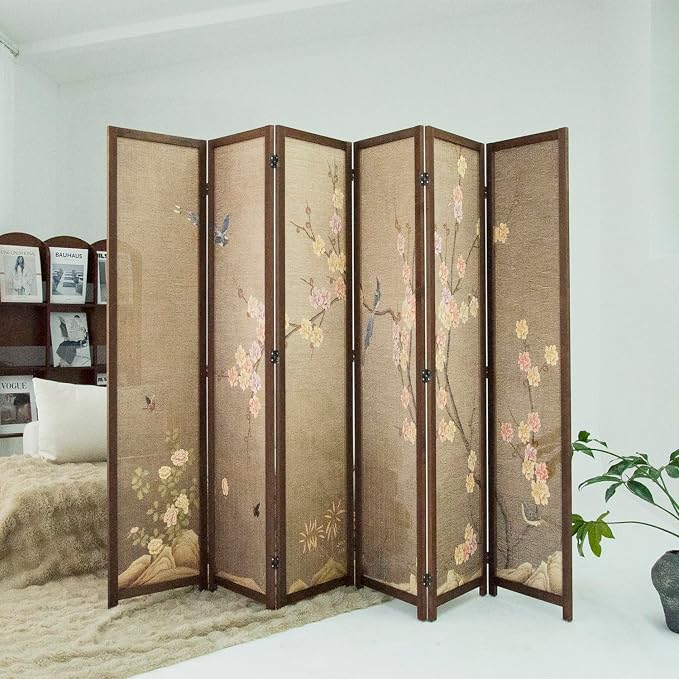 6 Panel Bamboo Room Divider, Freestanding Folding Privacy Screen | 5.6 ft - Image 5