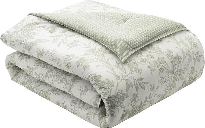 Laura Ashley - Twin Comforter Set, Soft & Reversible Cotton Bedding, Medium - Image 12