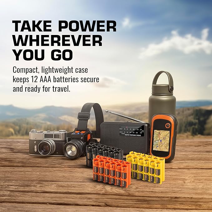 AAA Battery Storage Caddy by Storacell, Yellow, Holds 12 Batteries (Not included)