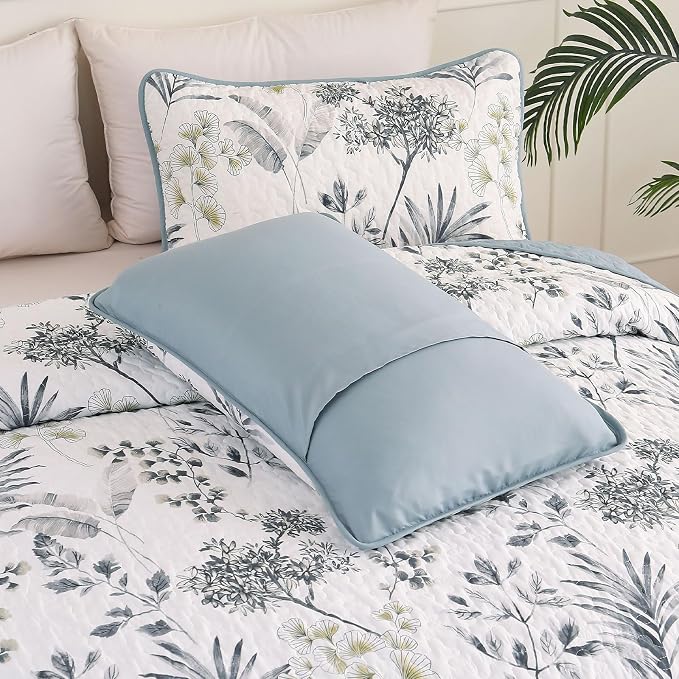 Anibedding King Quilt Set, Floral Botanical Bedspread - Image 7