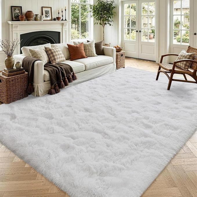 5x7 White Fluffy Soft Area Rug Non-Slip by ModernHomeDecor