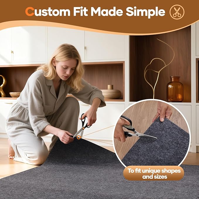 Veken Non Slip Cushioned Runner Rug Pad Gripper 2 x 8 Ft, Felt and Silicone Backing, 1/8 inch Thick Carpet Liner for Hardwood Floors and Finishes, Under Area Rugs Anti Skid Mat, Keep Rugs in Place