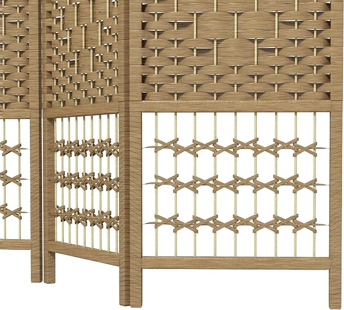 HOMCOM 4 Panel Room Divider, Folding Privacy Screen, Natural | Room Separator - Image 9