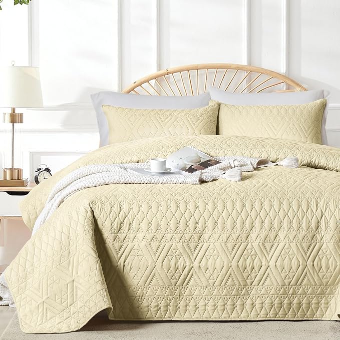 akkialla Twin Size Quilt Bedding Set, Butter Yellow Lightweight Microfiber Soft by akkialla