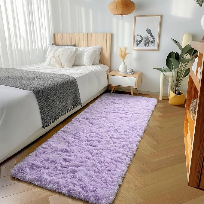 Light Purple Runner Rugs for Bedroom Living Room, Fluffy 2x6 Bedside Hallway - Image 4