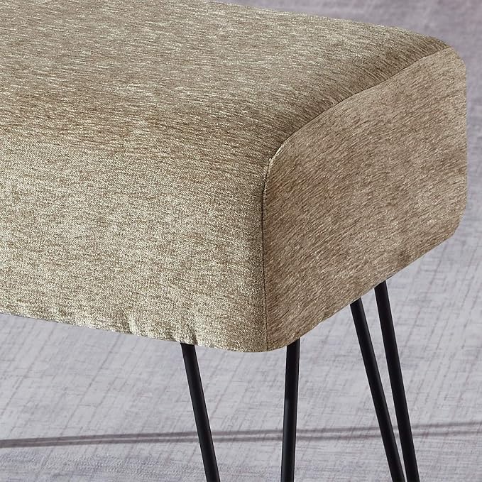 Home Soft Things Jacquard Chenille Ottoman, Tanga-Grey, Fuzzy Entry Way Ottoman - Image 6