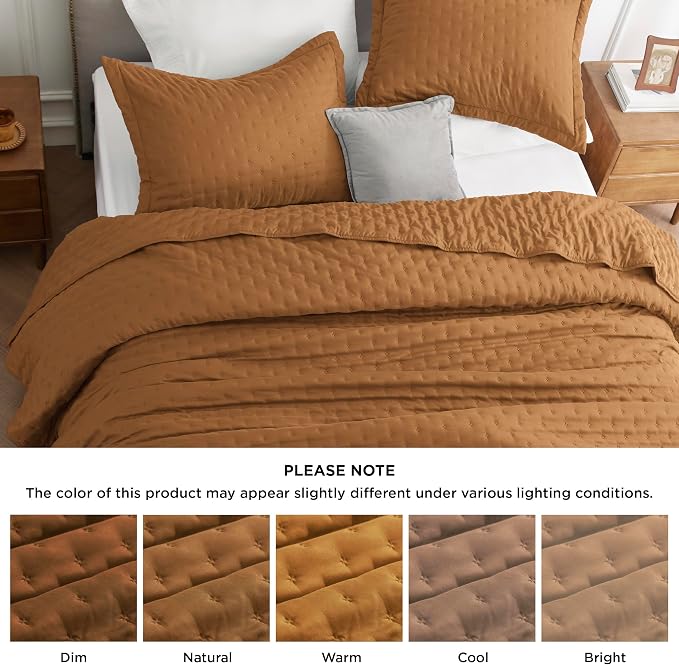 Bedsure Quilts Queen Size Bedspread, Thin Comforter, Honey Caramel Coverlet | - Image 9