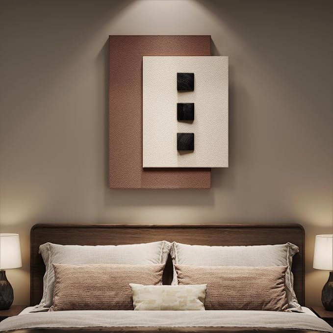 Cuspin Modern 3D Wood Wall Art for Living Room, Neutral Minimalist Textured - Image 6