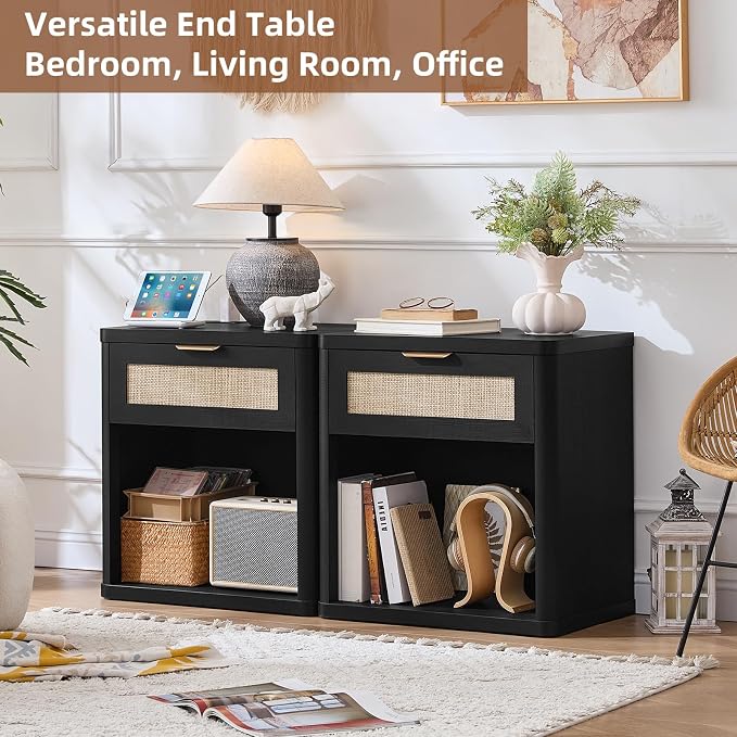 LEYAOYAO Rattan 23" Nightstands Set of 2 - Image 5