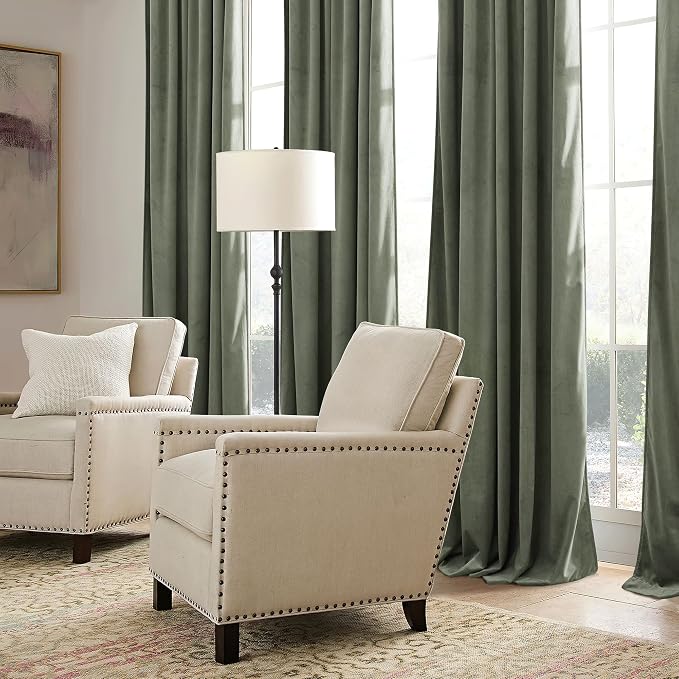 RYB HOME Sage Green Velvet Blackout Curtains 84 inches, Room Darkening Thermal - Image 7