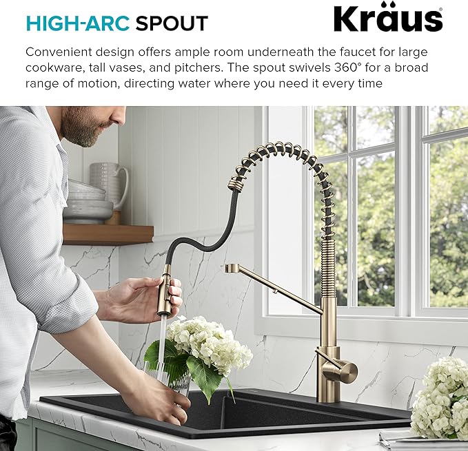 KRAUS Oletto 2-in-1 Commercial Style Pull-Down Single Handle Water Filter Kitchen Faucet for Reverse Osmosis or Water Filtration System in Spot-Free Stainless Steel, KFF-2631SFS
