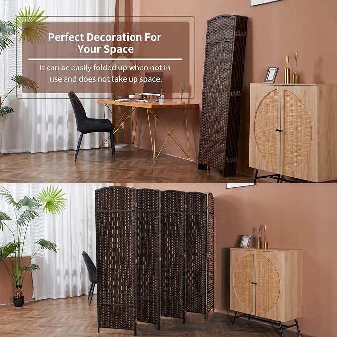 8 Panel Room Divider, 6 FT Wide Folding Screen Room Divider - Image 4