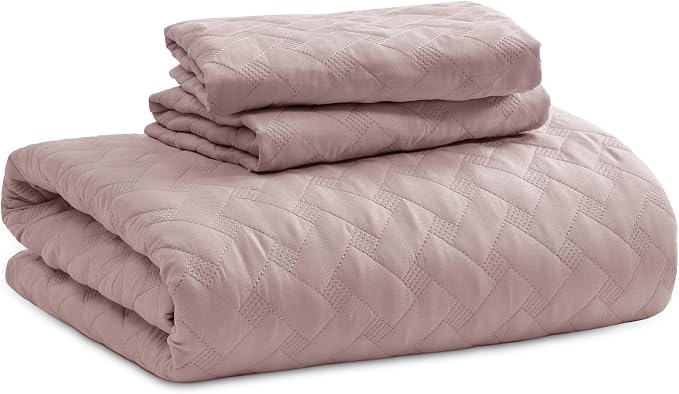 Bedsure Quilts Queen Size, Lightweight Comforter Set, Dusty Rose Bedspread | - Image 9