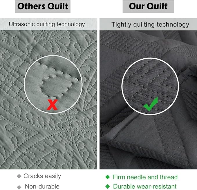 EVENHUG Oversized King Bedspreads California King Quilt Set - Image 6