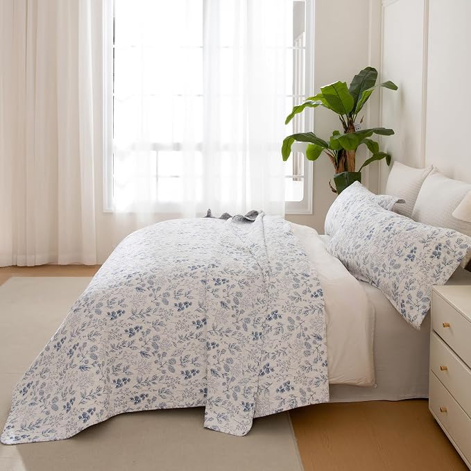 QSH 3 Pieces Floral Cotton Quilt Sets King Size - Image 9