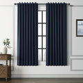 Navy Blue 100% Blackout Linen Curtains by Guken