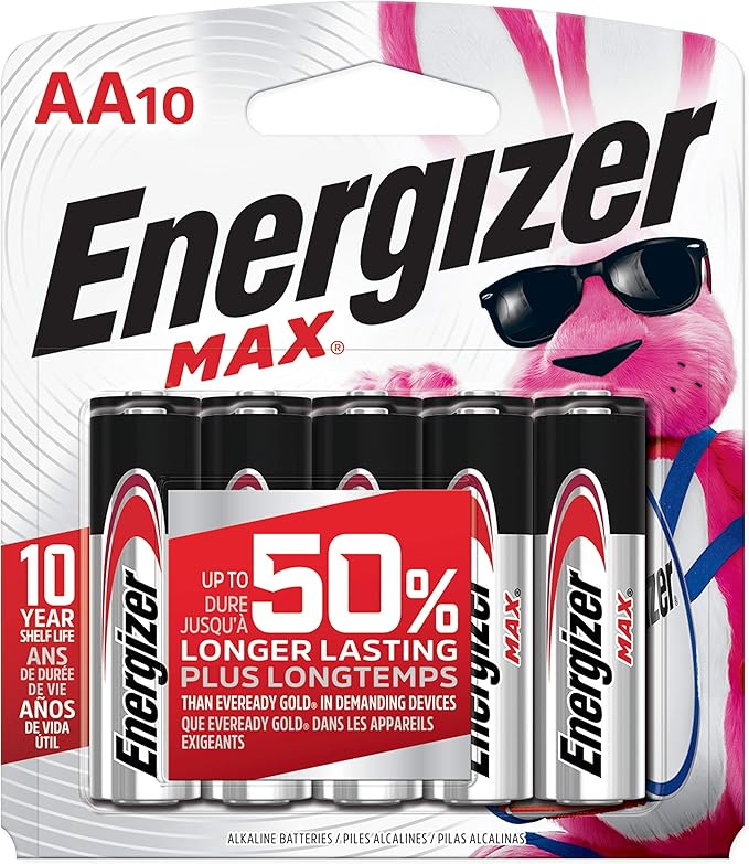 Energizer AA Batteries, MAX Double AA Battery Alkaline, 10 Count