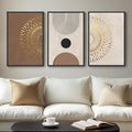 Framed Boho Neutral Abstract Wall Art, 3 Piece Canvas Prints Paintings Artwork by Cuspin