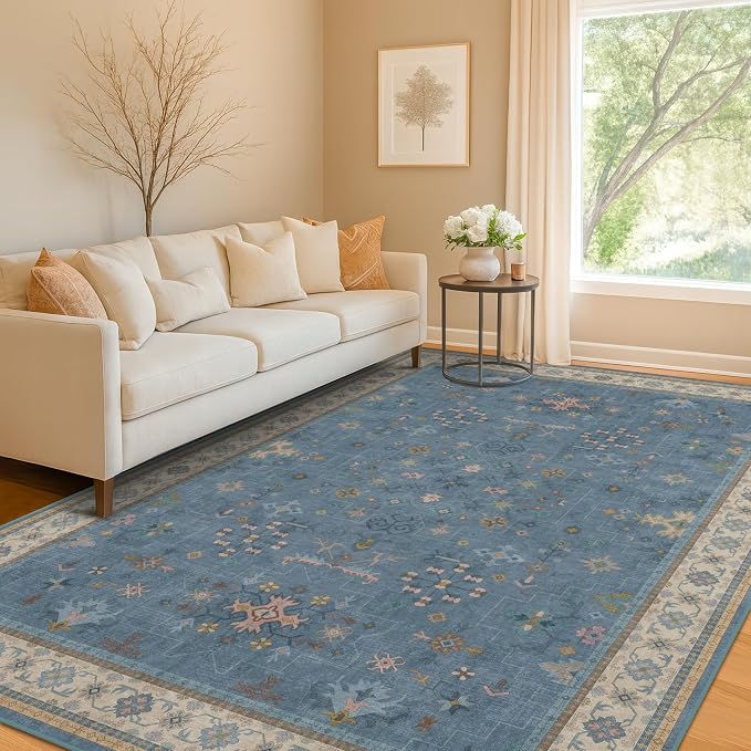 Washable 5x7 Blue Rugs for Kids Room, Boho 5 x 7 Nursery Rug Boys, Colorful - Image 6