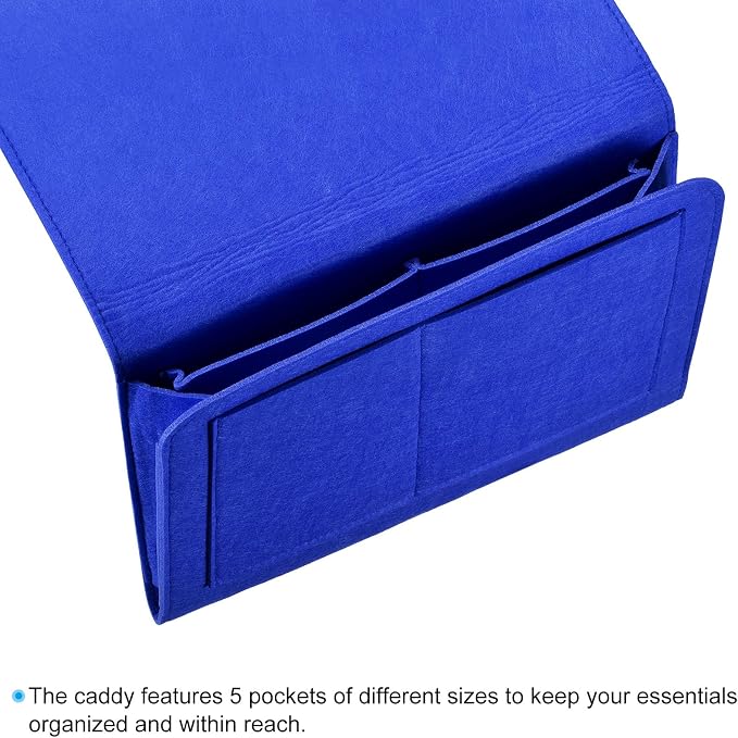 PATIKIL 13in Bedside Caddy, Bed Caddy Bedside Organizer Hanging 5 Pocket Soft - Image 3