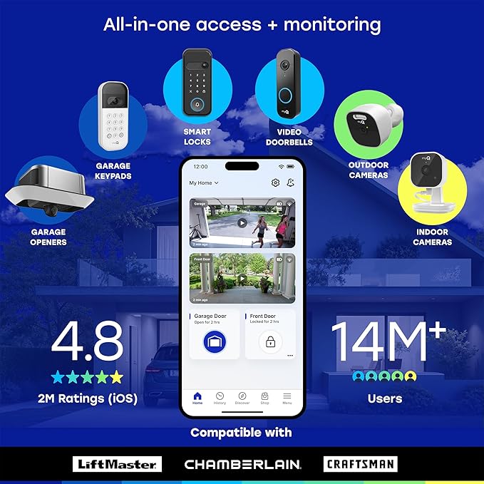 myQ Secure View™ 3-in-1 Smart Lock with 2K HDR Video Doorbell Camera, Face Access, Fingerprint Access, PIN & App Control — Intelligent Entry with Built-in Camera, Color Night Vision & Two-Way Audio