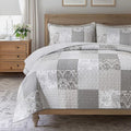 SLPR - Silver Linings Patchwork Gray Cotton Quilt Set, Queen by SLPR