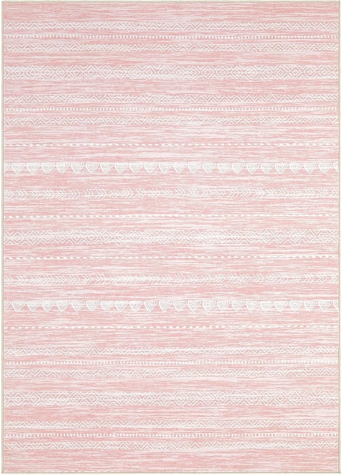 Nakagishi Boho 6x9 Area Rug Living Room Rugs Machine Washable Pink | Soft - Image 9