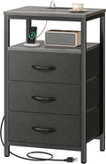 Huuger Nightstand with Charging Station, 27.6 Inch Bedside Table, Side Table | by Huuger