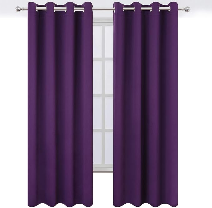 Purple Thermal Blackout Curtains/52 x 95 Inch/Set of 2 Panels Room Darkening - Image 2