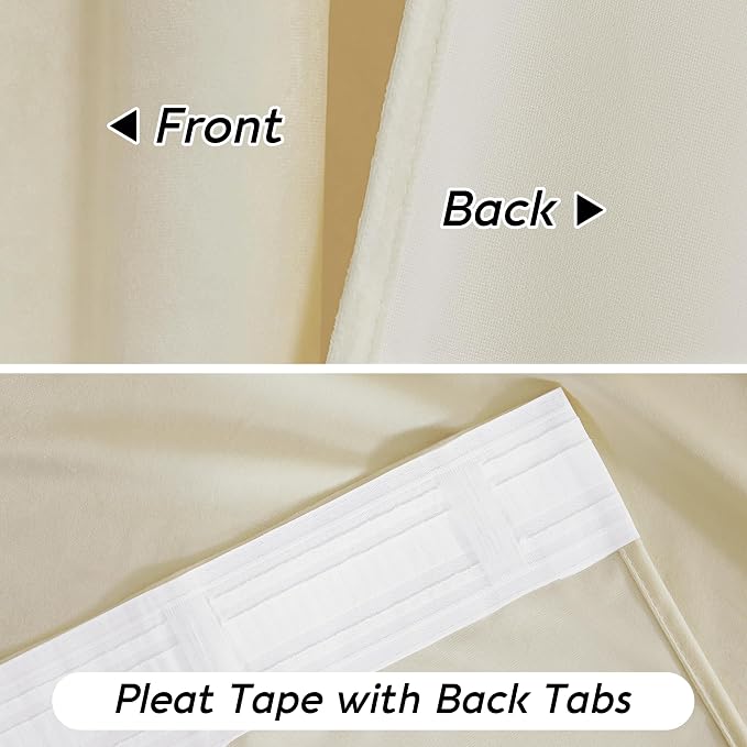 RYB HOME Beige Velvet Curtains 84 inches - Image 2