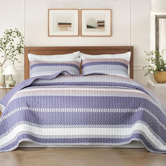 Whale Flotilla Reversible Purple Print Quilt King Size by WHALEFLOTILLA