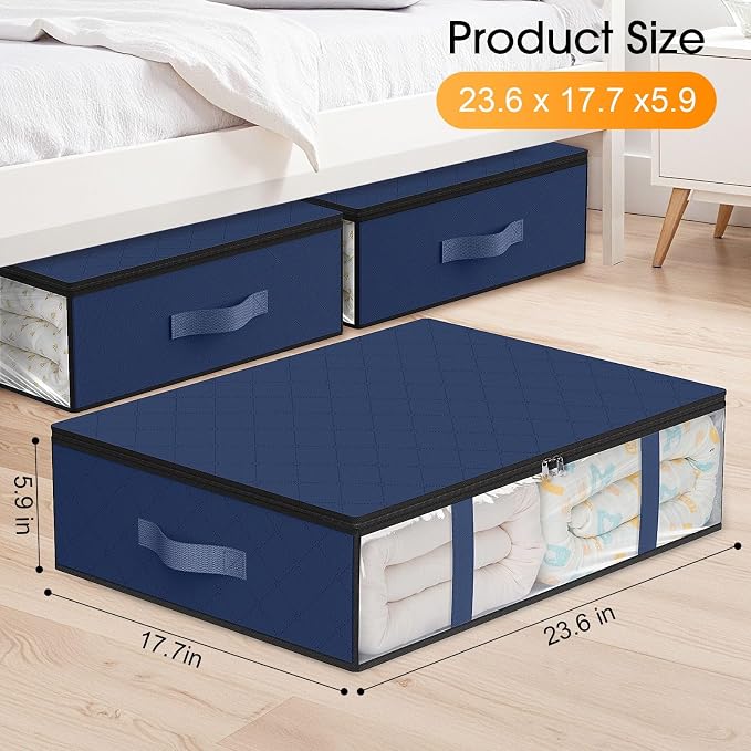 StorageRight Under Bed Storage Bags, 4 Pack, Comforters, Blankets and Seasonal - Image 2
