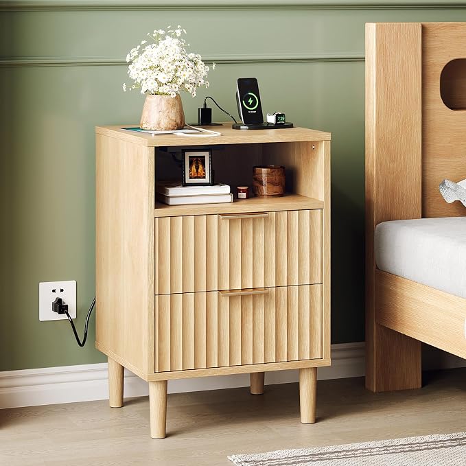 VINGLI Fluted Nightstands Set of 2 - Image 3