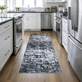 3x8 Washable Runner Rug：Modern Abstract Kitchen Carpet Black | by FXRHLP
