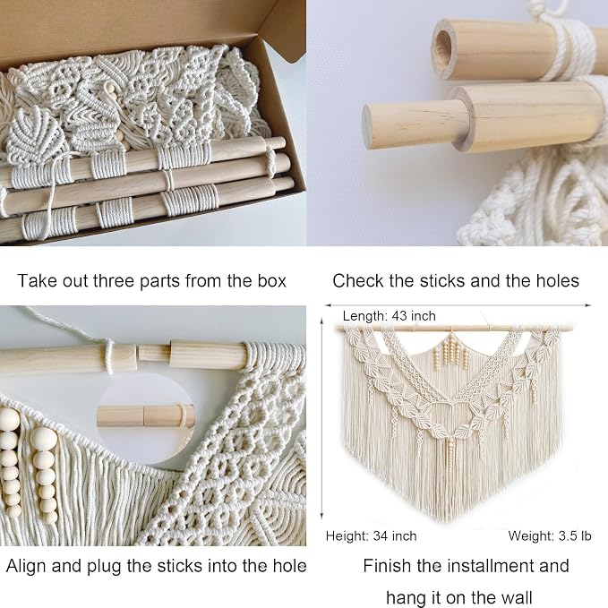 Achart Macrame Wall Hanging Large- Boho Wall Decor- large wall art- Wall Decor - Image 6