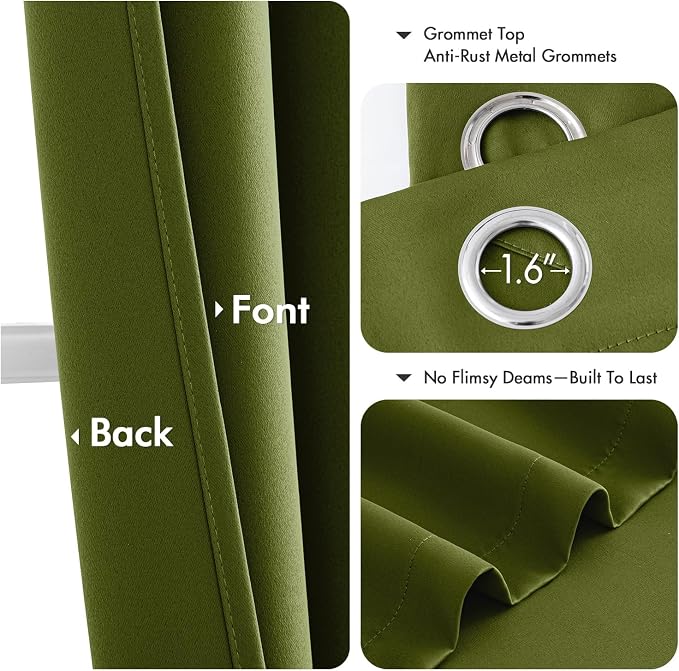 MIULEE Blackout Curtains for Bedroom 2 Panel 40"x54" Long Light Olive Green | - Image 4